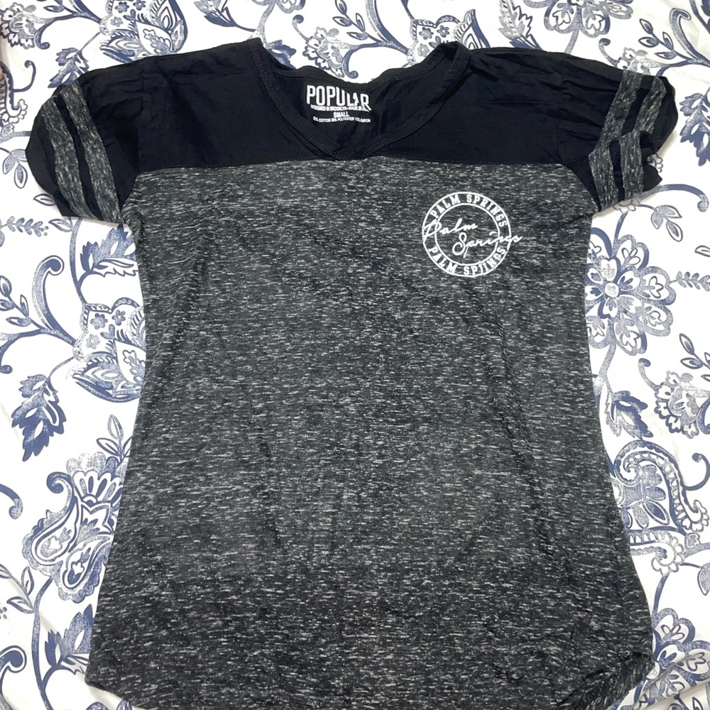 Popular Basics Black and Gray Women's Tee